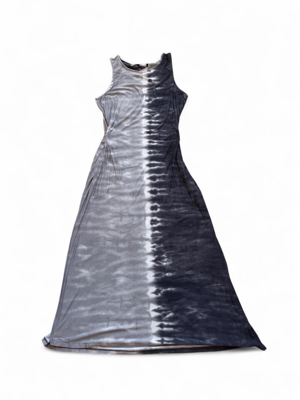 Tie-Dye Maxi Dress in Charcoal and White - Sleeveless
